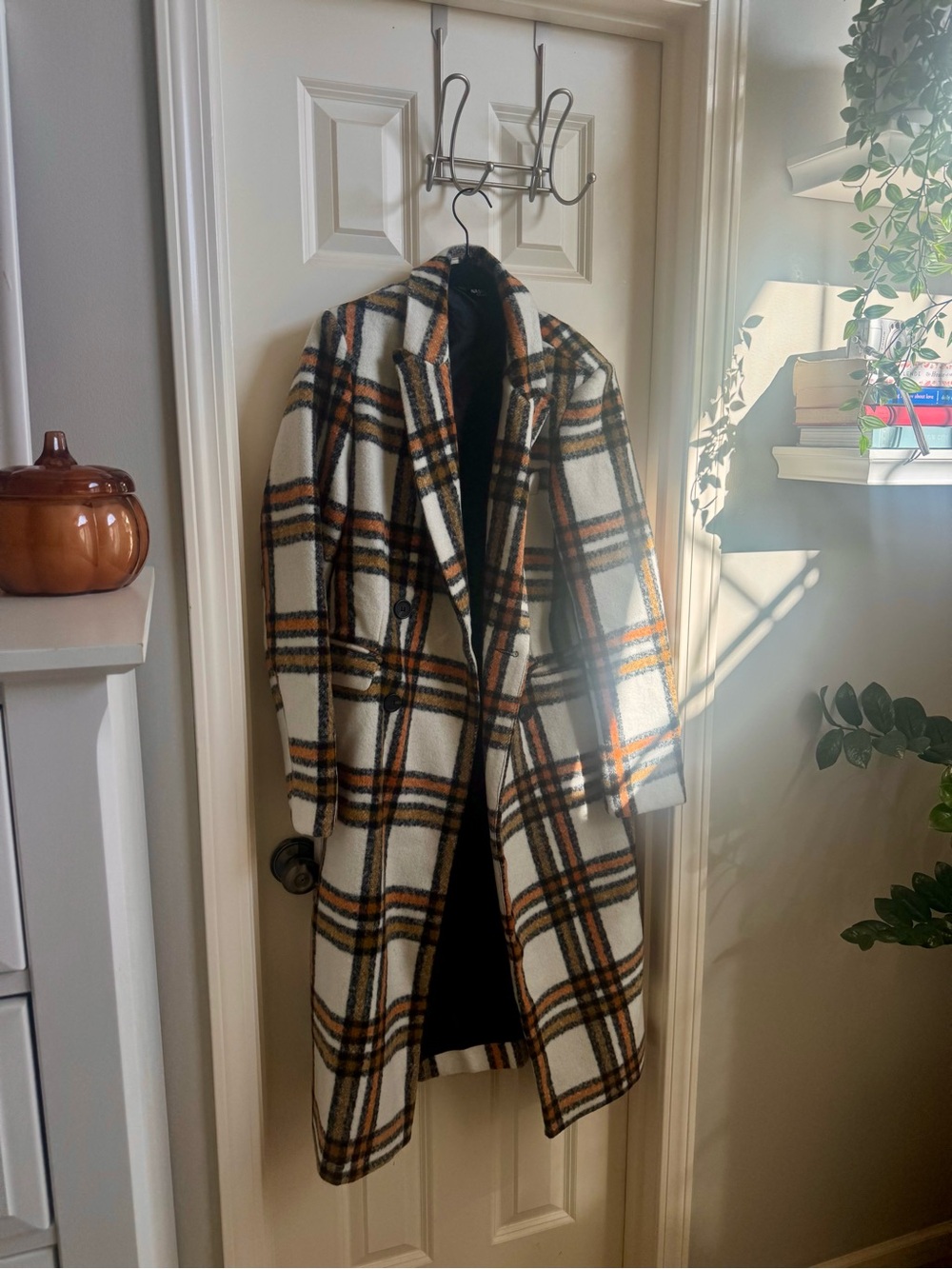 Nasty Gal Plaid Longline Double Breasted Fall Coat Size 10 NWOT